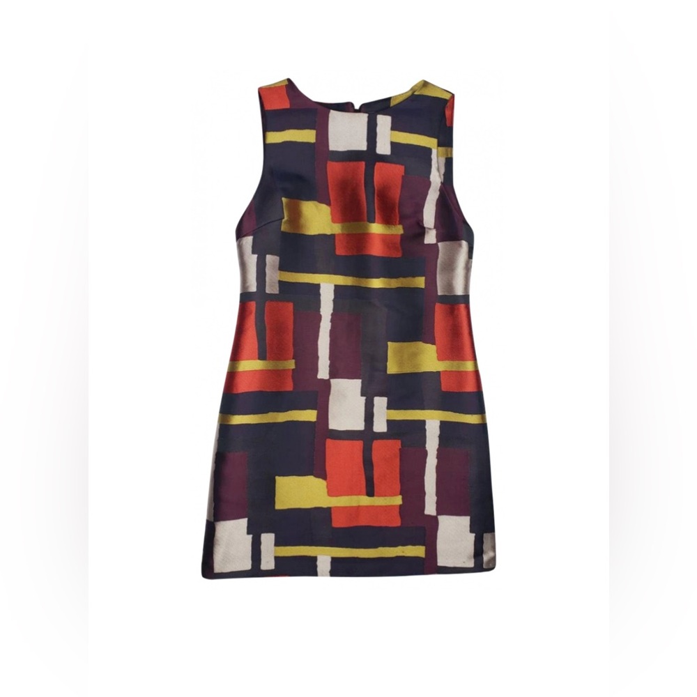 Alice + Olivia Multicolor Geometric Mini Dress - Navy, Red, Gold